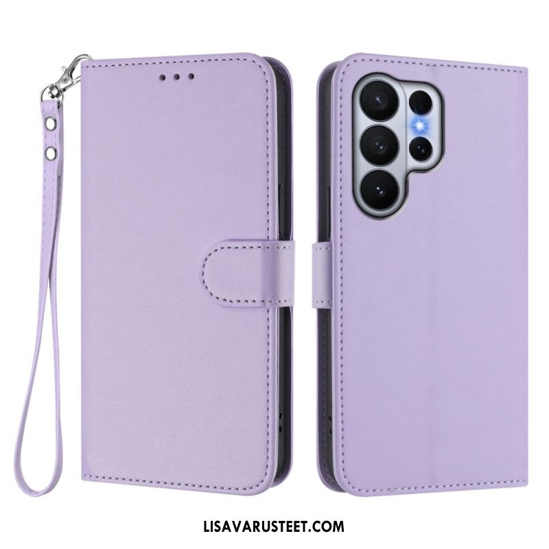 Kotelot Samsung Galaxy S26 Ultra Yksivärinen Nahkajäljitelmä Hihnalla Suojakuori
