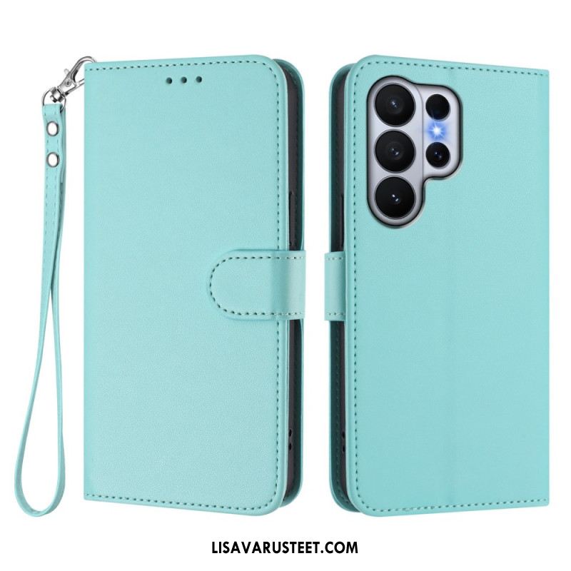 Kotelot Samsung Galaxy S26 Ultra Yksivärinen Nahkajäljitelmä Hihnalla Suojakuori