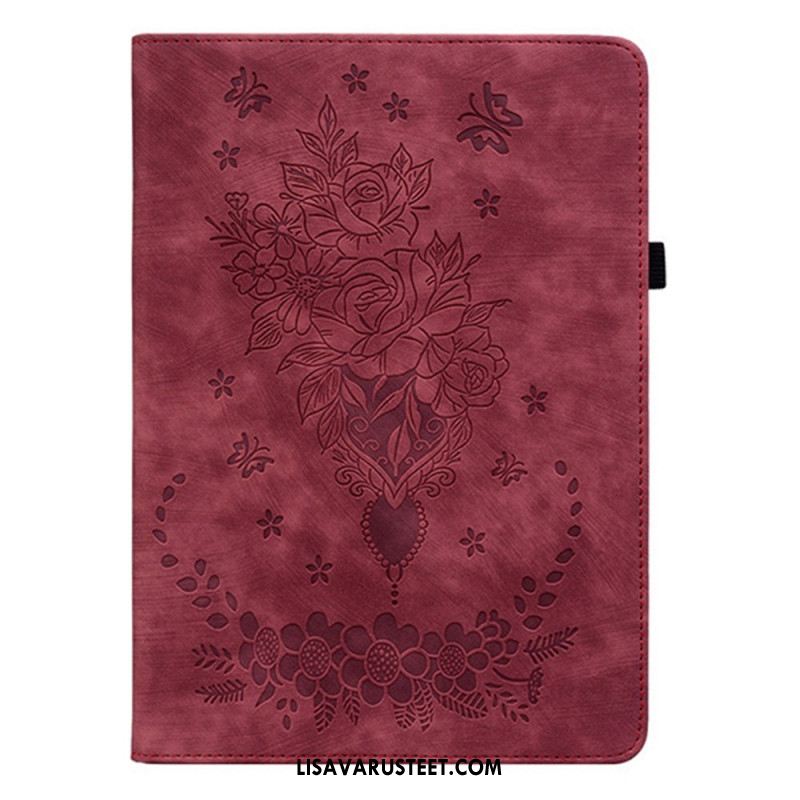 Kotelot Samsung Galaxy Tab S11 Mokkanahkaefekti Kukkakuvio