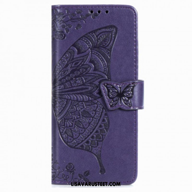 Kotelot Samsung Galaxy Z Fold 3 5G Butterfly Design Kaulanauhalla