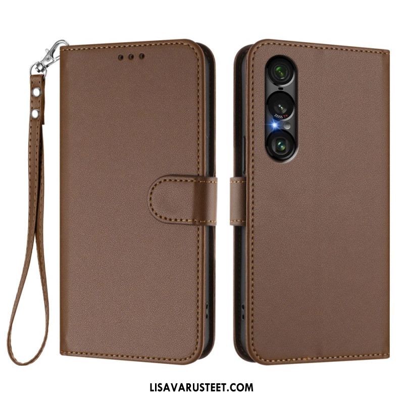 Kotelot Sony Xperia 1 Vii Nahkaefekti Ja Nauha Suojakuori