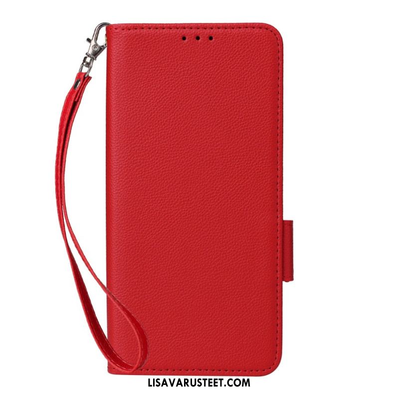 Kotelot Xiaomi 15 Pro Litsikuvioinen Tekonahka Hihnalla