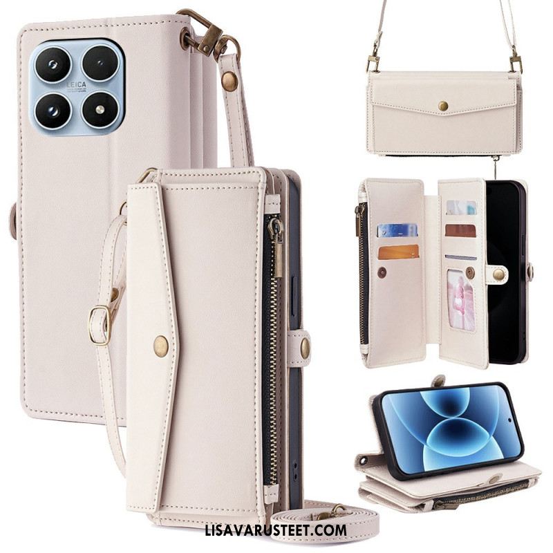 Kotelot Xiaomi 17 Lompakko Olkahihnalla Ja Nauhalla