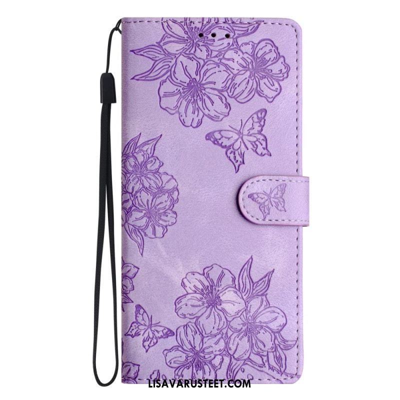 Kotelot Xiaomi 17 Pro Puhelinkuoret Mokkanahkaefekti Perhoset Ja Kukat