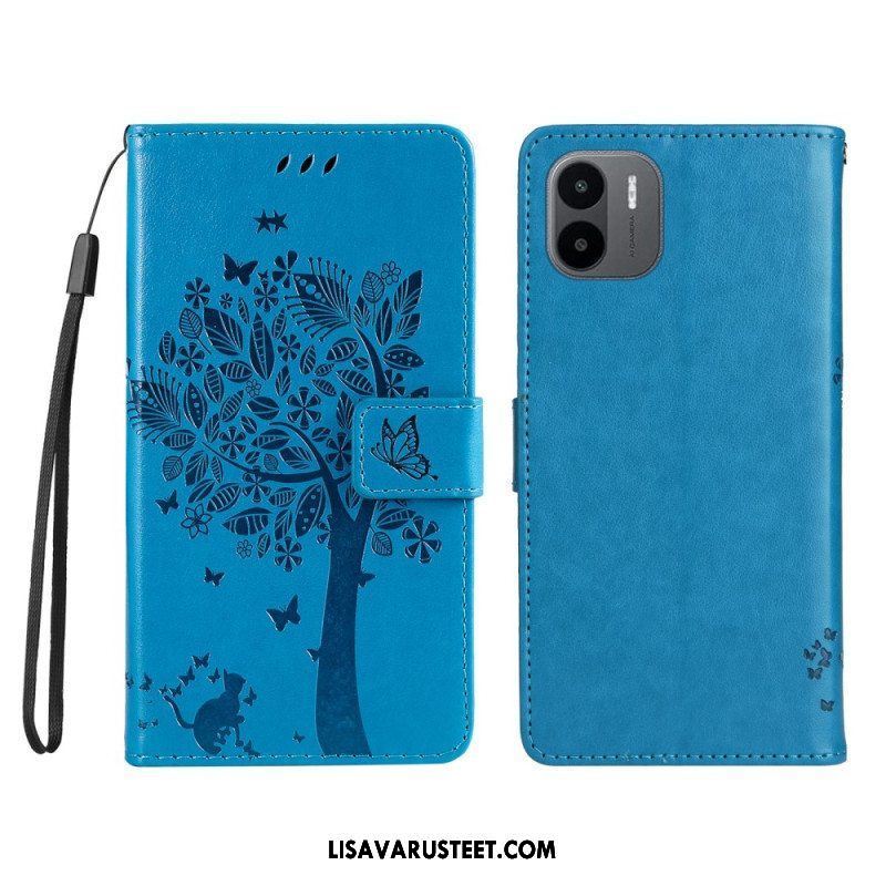 Kotelot Xiaomi Redmi A1 Suojaketju Kuori Tree Ja Strappy Cat