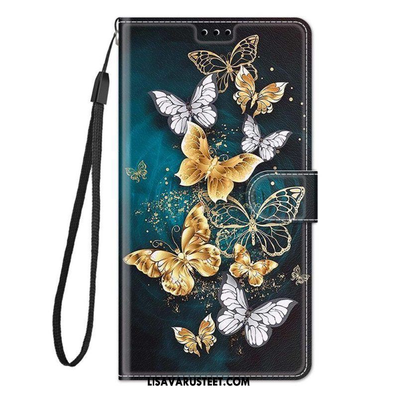 Kotelot Xiaomi Redmi Note 10 Pro Suojaketju Kuori Strap Butterflies Fan