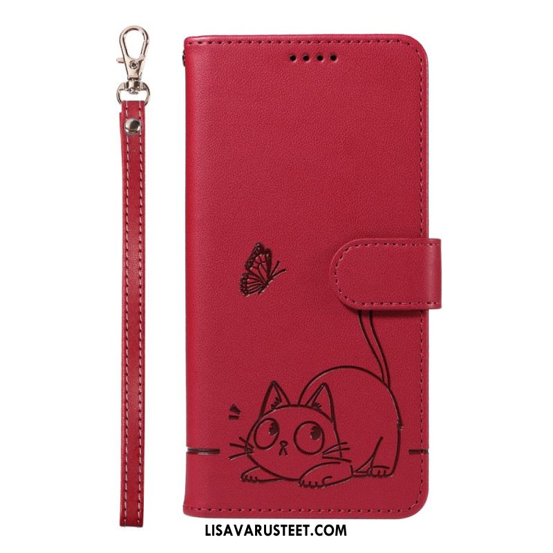 Kotelot Xiaomi Redmi Note 14 4g Puhelinkuoret Hauska Kissa Hihnalla