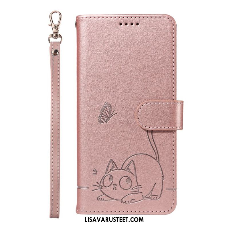Kotelot Xiaomi Redmi Note 14 4g Puhelinkuoret Hauska Kissa Hihnalla