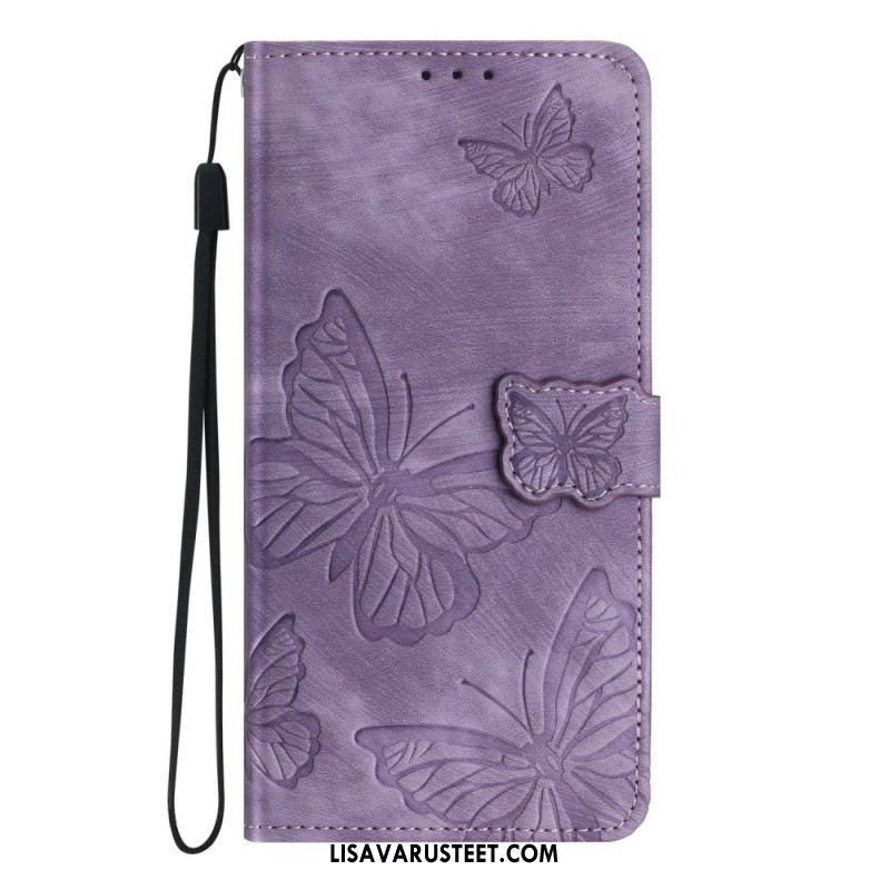 Kotelot Xiaomi Redmi Note 14 Pro 4g Puhelinkuoret Mokkanahkakuvio Perhoset