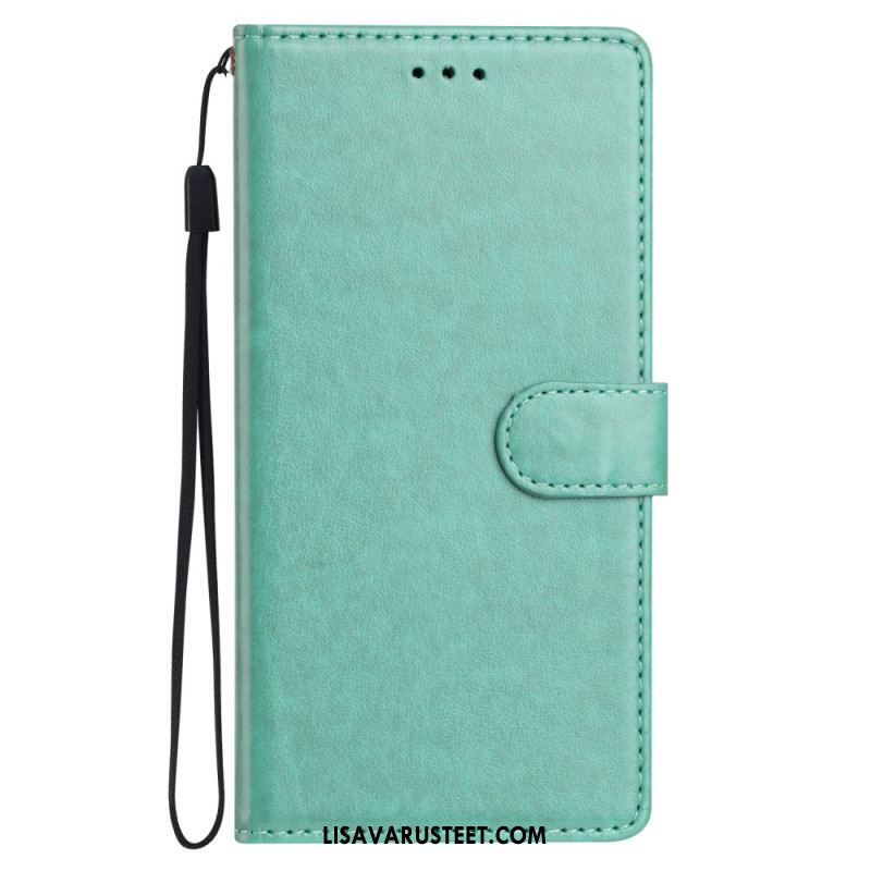 Kotelot Xiaomi Redmi Note 14 Pro Plus 5g Yksivärinen Nahkaefekti Hihnalla