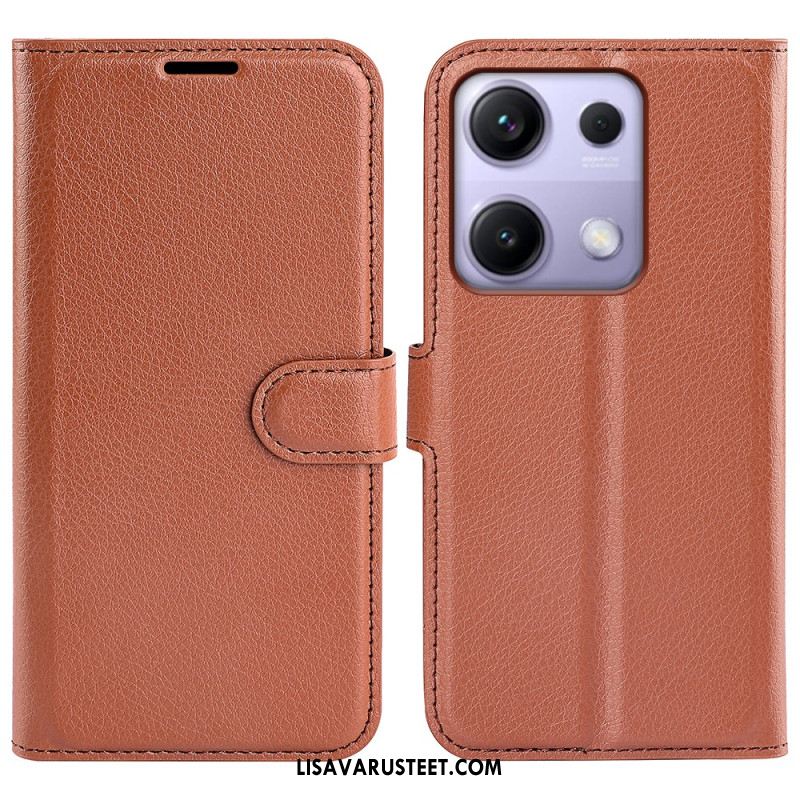 Kotelot Xiaomi Redmi Note 14s Klassinen Litsikuvioinen Tekonahka Suojakuori