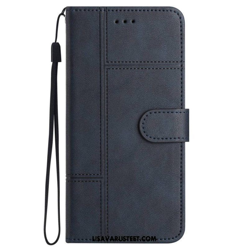 Kotelot iPhone 14 Pro Max Suojaketju Kuori Strappy Business Leather Style
