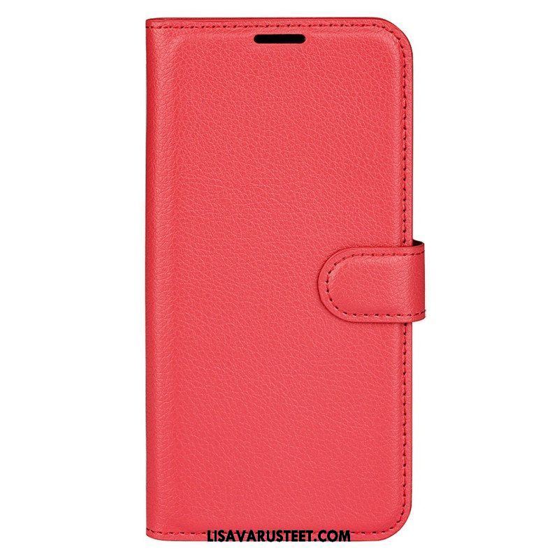 Kotelot iPhone 15 Classic Litchi Faux Leather