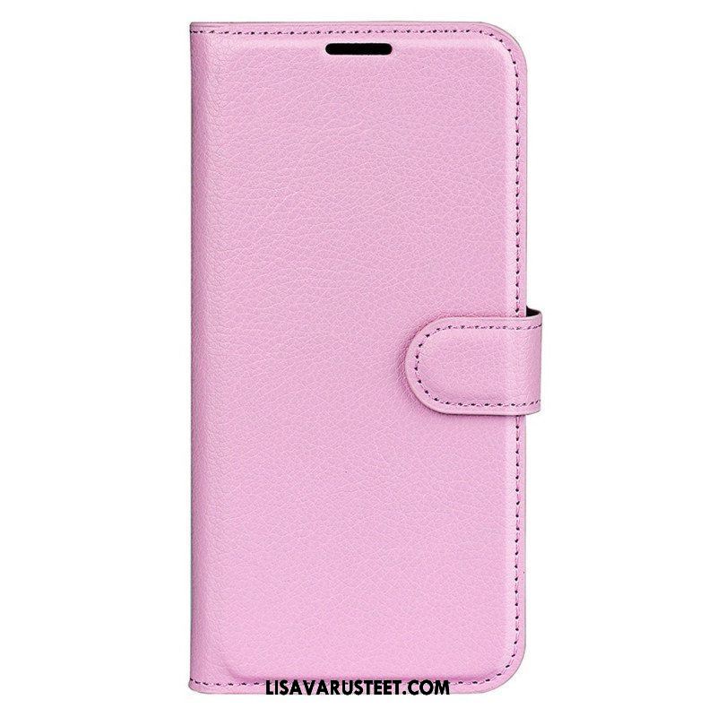 Kotelot iPhone 15 Classic Litchi Faux Leather