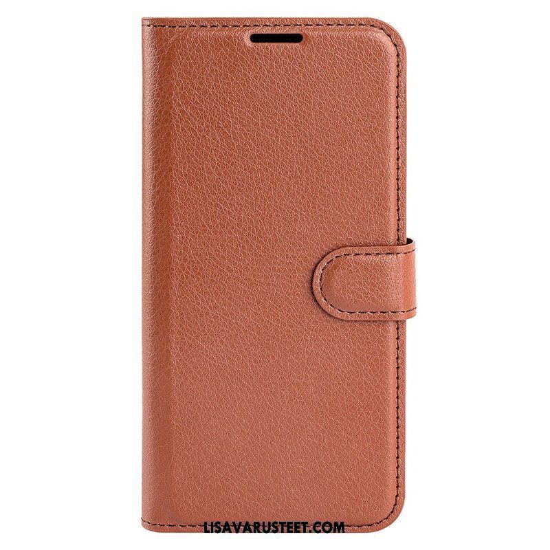 Kotelot iPhone 15 Classic Litchi Faux Leather