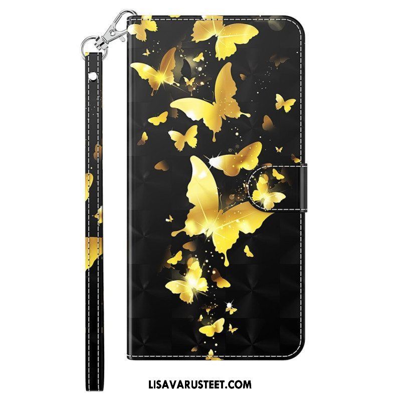 Kotelot iPhone 15 Plus Suojaketju Kuori 3d-perhoset Kaulanauhalla