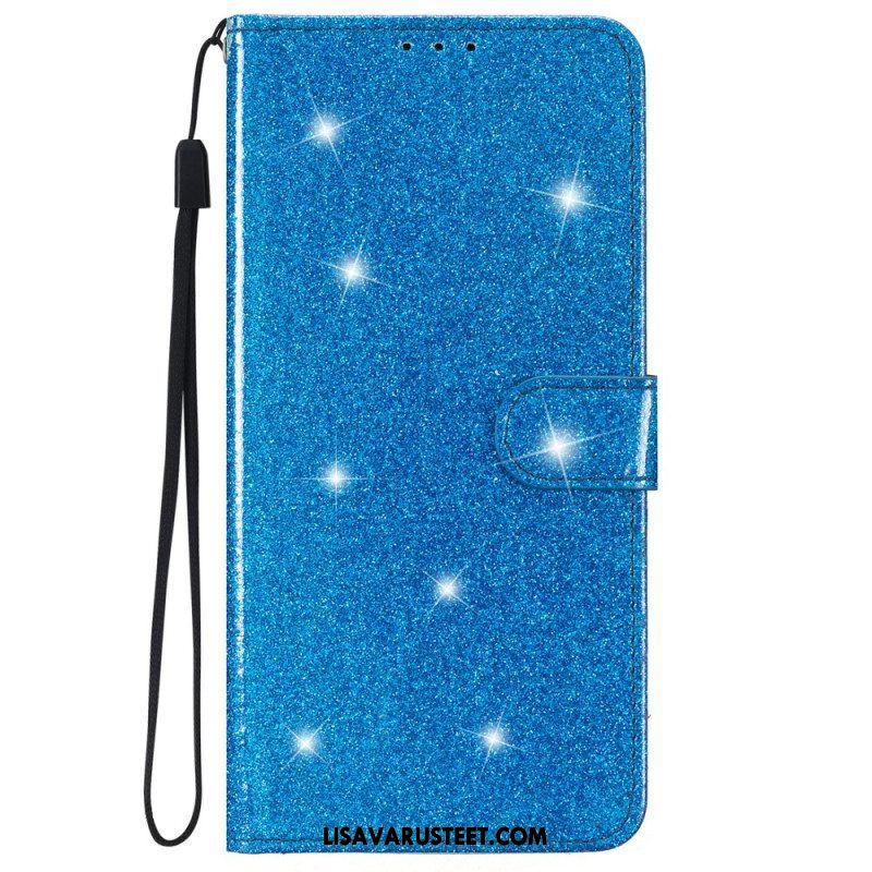 Kotelot iPhone 15 Plus Suojaketju Kuori Glitter-efekti Hihnalla