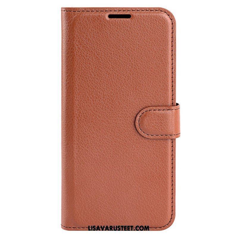 Kotelot iPhone 15 Pro Classic Litchi Faux Leather