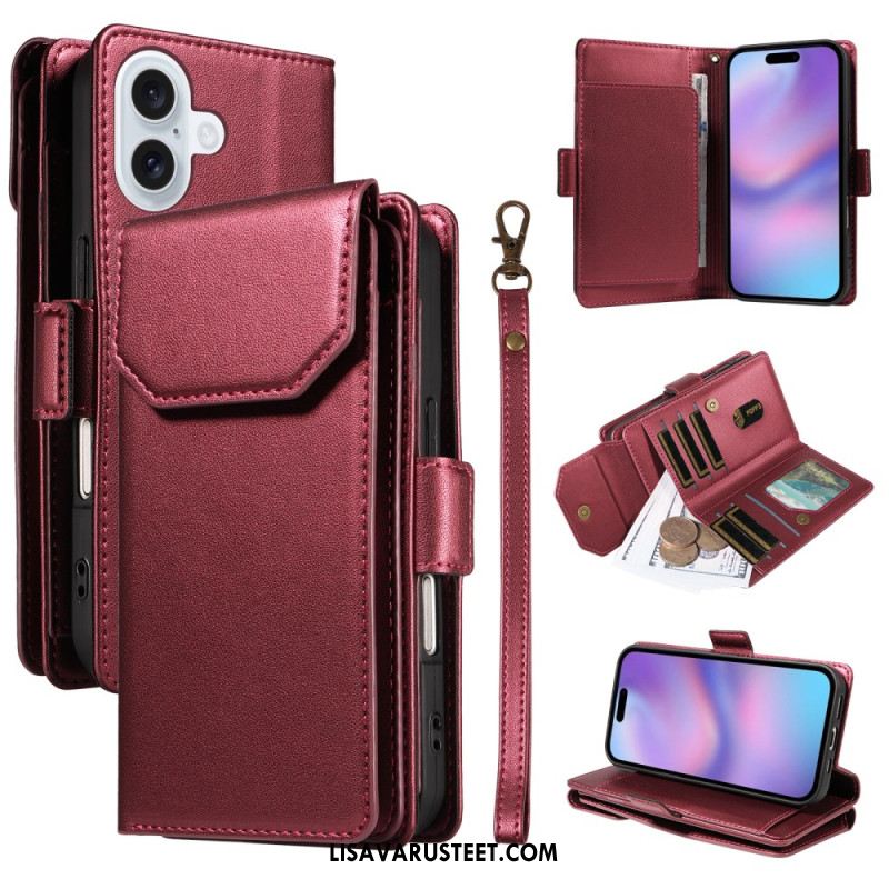 Kotelot iPhone 17 Useita Korttipaikkoja Ja Rannehihna Suojakuori