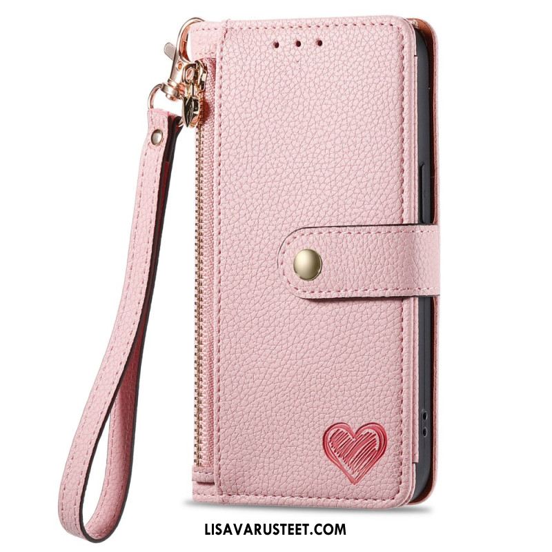 Kuoret Oneplus Nord 4 Sydänkuvioinen Rfid-estollinen Lompakko