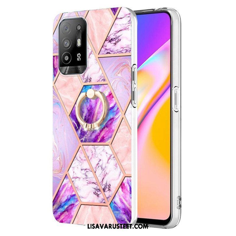 Kuori Oppo A94 5G Geometrinen Marmori Renkaalla