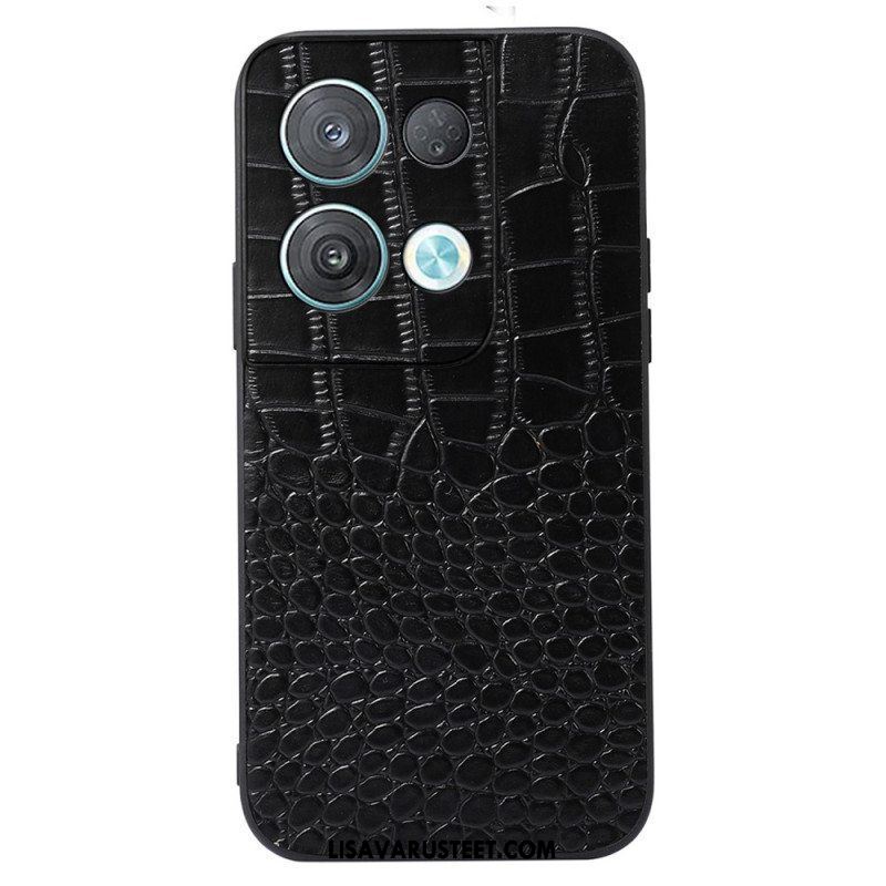 Kuori Oppo Reno 8 Aito Crocodile Texture -nahka