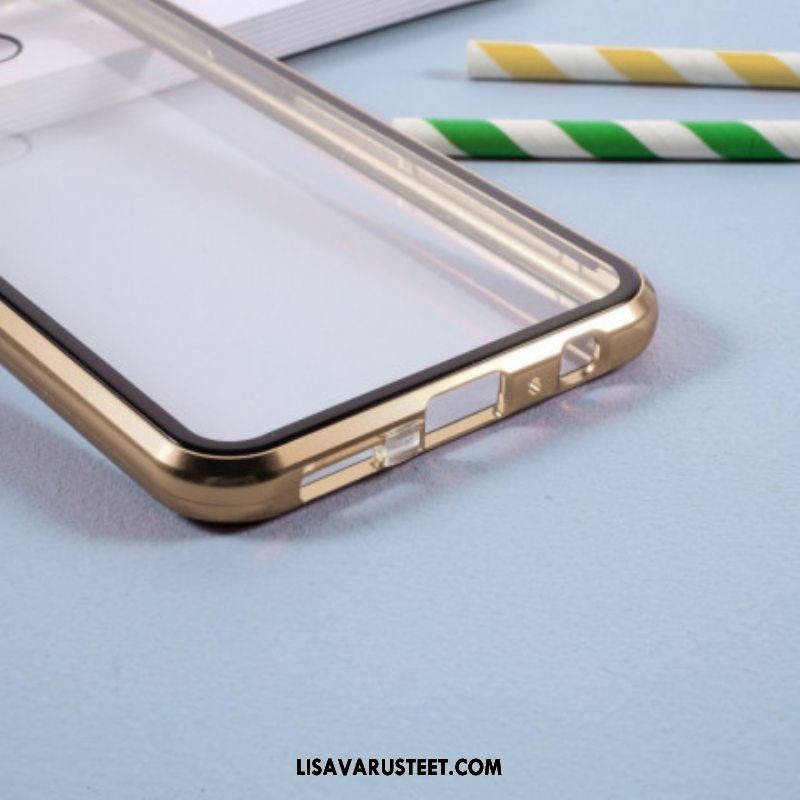 Kuori Samsung Galaxy S21 Plus 5G Metallireunat Ja Kaksoiskarkaistu Lasi