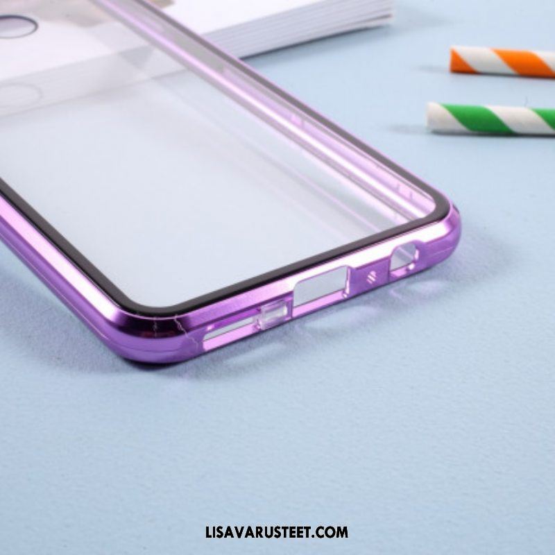 Kuori Samsung Galaxy S21 Plus 5G Metallireunat Ja Kaksoiskarkaistu Lasi