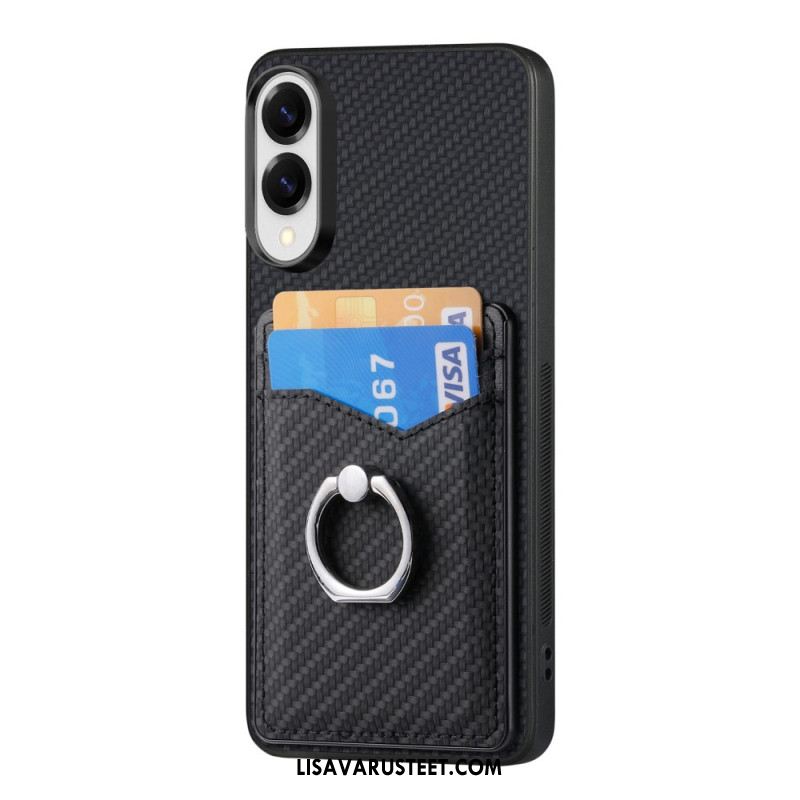 Kuori Samsung Galaxy S25 5g Edge Hiilikuituinen Korttikotelo Ja Rengasteline Suojakuori