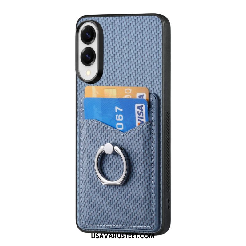 Kuori Samsung Galaxy S25 5g Edge Hiilikuituinen Korttikotelo Ja Rengasteline Suojakuori