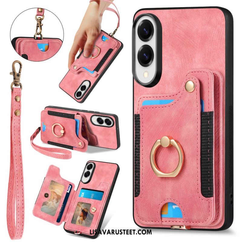 Kuori Samsung Galaxy S25 5g Edge Retro Rfid-korttikotelo Ja Hihna