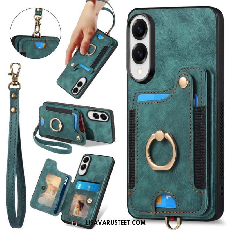 Kuori Samsung Galaxy S25 5g Edge Retro Rfid-korttikotelo Ja Hihna