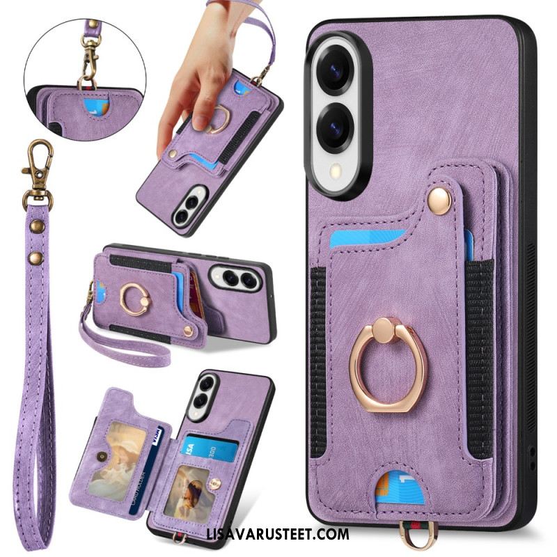 Kuori Samsung Galaxy S25 5g Edge Retro Rfid-korttikotelo Ja Hihna