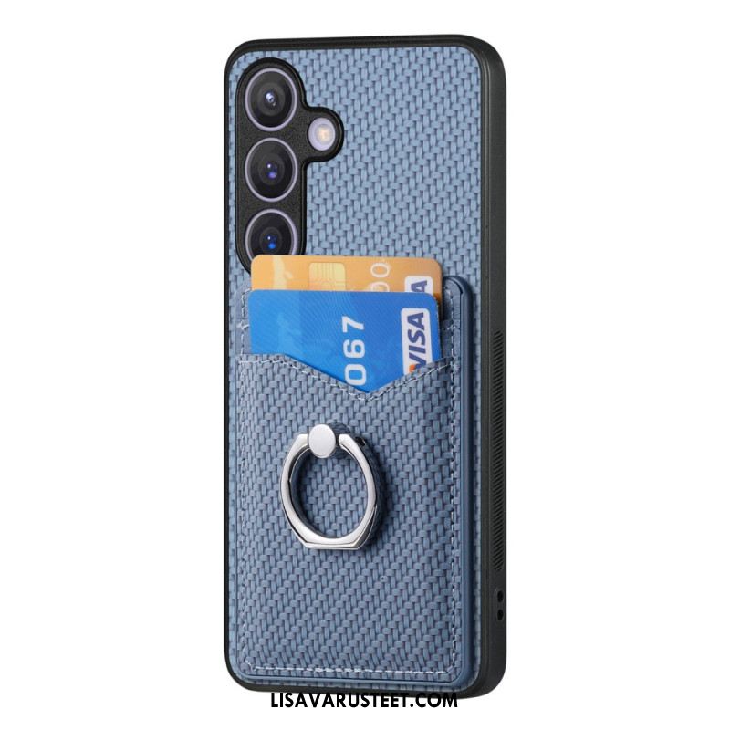 Kuori Samsung Galaxy S25 5g Hiilikuituinen Korttikotelo Ja Rengasteline