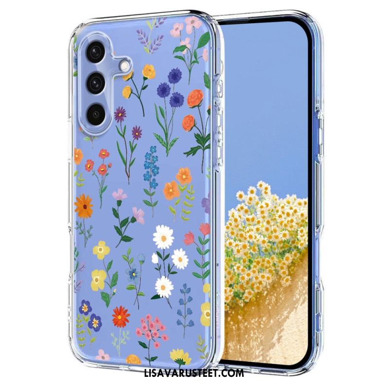 Kuori Samsung Galaxy S25 Fe Läpinäkyvä Kukka- Ja Perhoskuvio Suojakuori