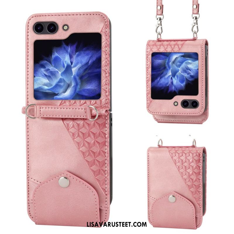 Kuori Samsung Galaxy Z Flip 7 Fe Keinonahkainen Friisi Olkahihnalla Suojakuori