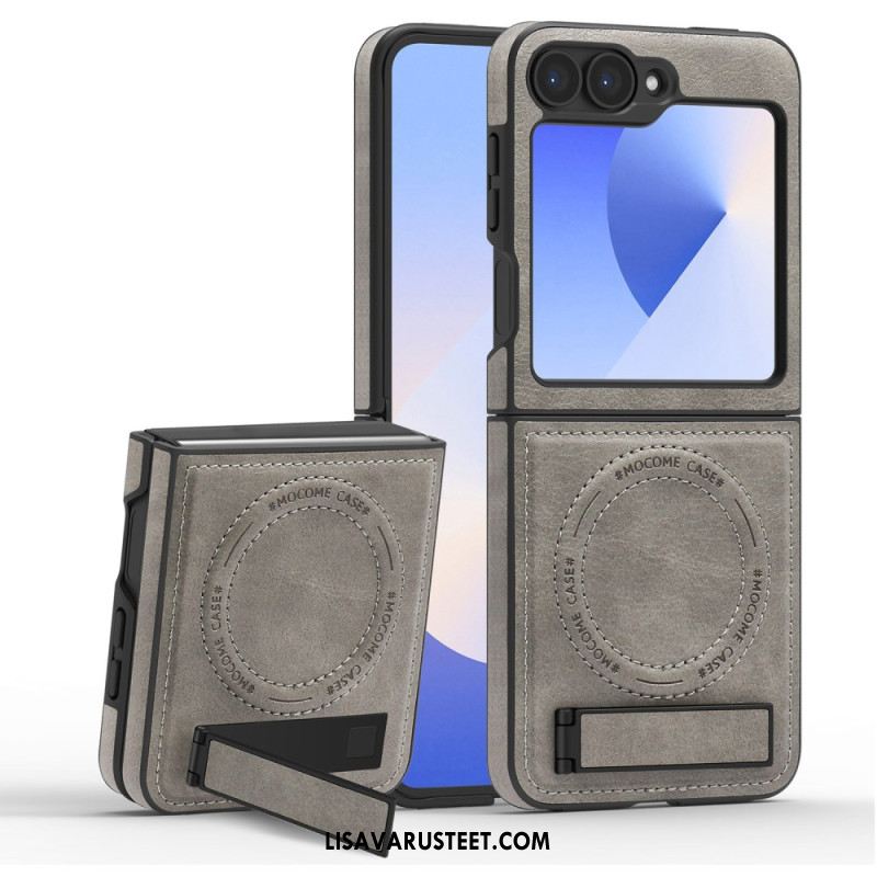 Kuori Samsung Galaxy Z Flip 7 Fe Magsafe-yhteensopiva Nahkaefekti Jalusta