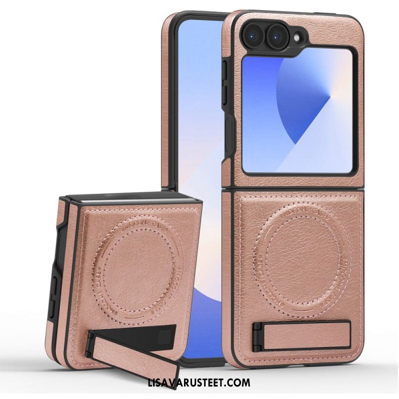 Kuori Samsung Galaxy Z Flip 7 Fe Magsafe-yhteensopiva Nahkaefekti Jalusta