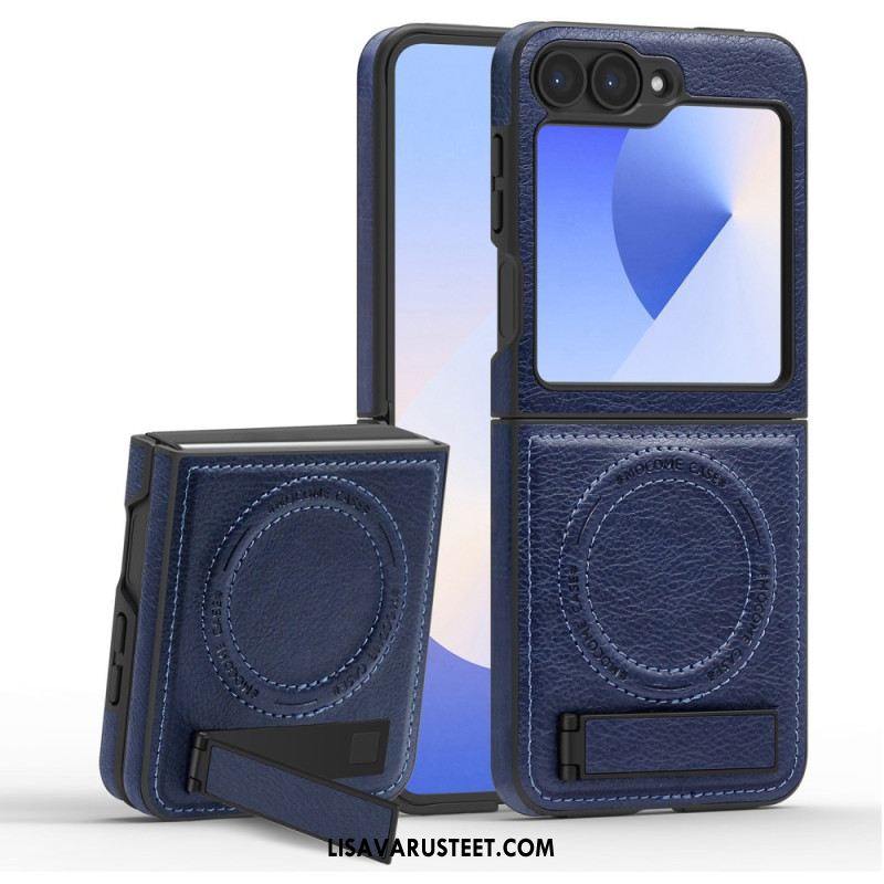 Kuori Samsung Galaxy Z Flip 7 Fe Magsafe-yhteensopiva Nahkaefekti Jalusta