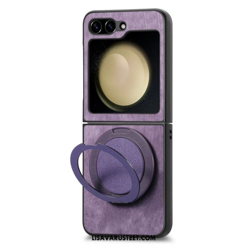 Kuori Samsung Galaxy Z Flip 7 Fe Mokkanahkaefekti Pyörivällä Jalustalla