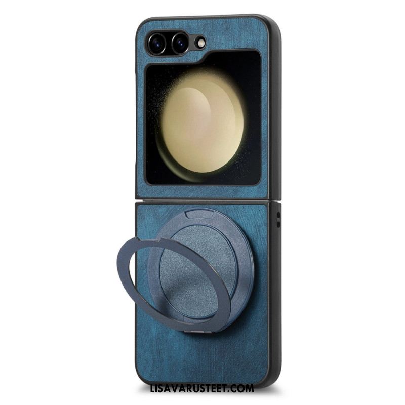 Kuori Samsung Galaxy Z Flip 7 Fe Mokkanahkaefekti Pyörivällä Jalustalla