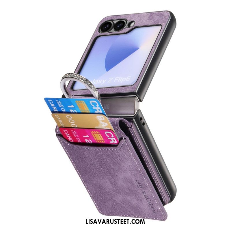 Kuori Samsung Galaxy Z Flip 7 Fe Mokkanahkakuvio Korttikotelolla Suojakuori