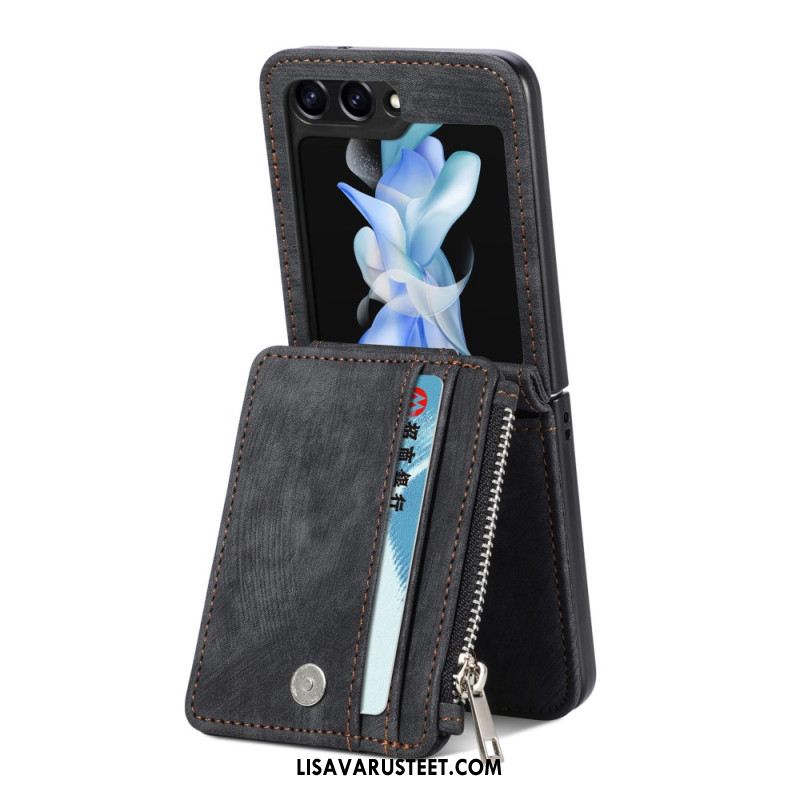 Kuori Samsung Galaxy Z Flip 7 Fe Retro Jalusta Ja Vetoketjullinen Korttipidike