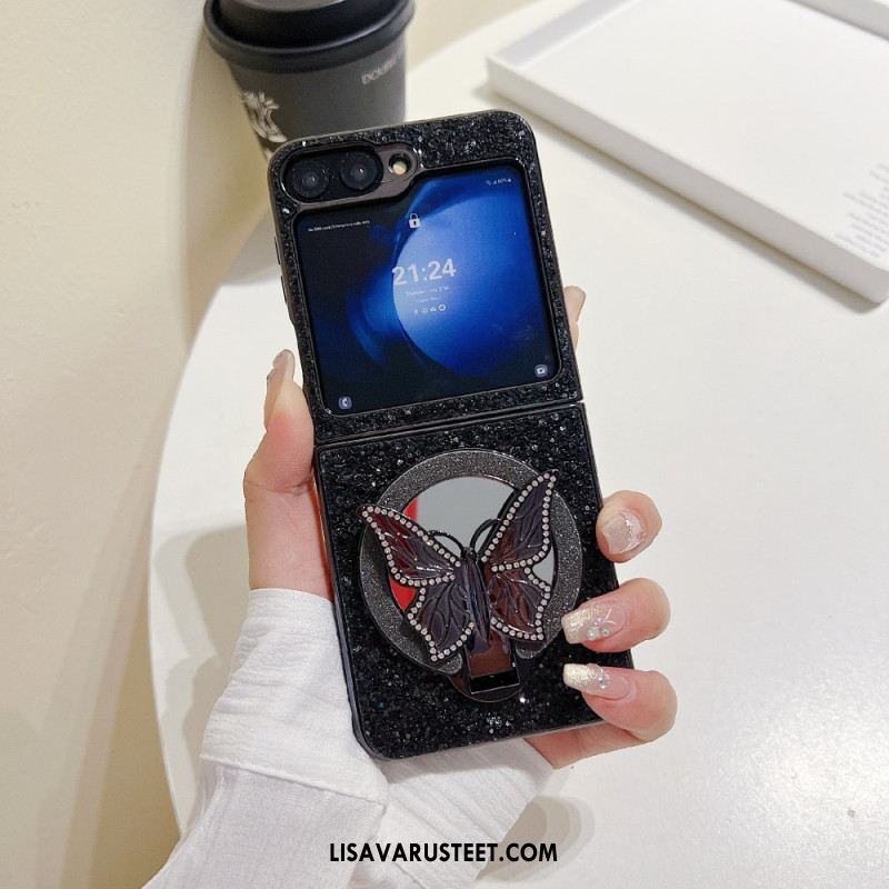 Kuori Samsung Galaxy Z Flip 7 Fe Strassilla Koristeltu Perhosjalusta