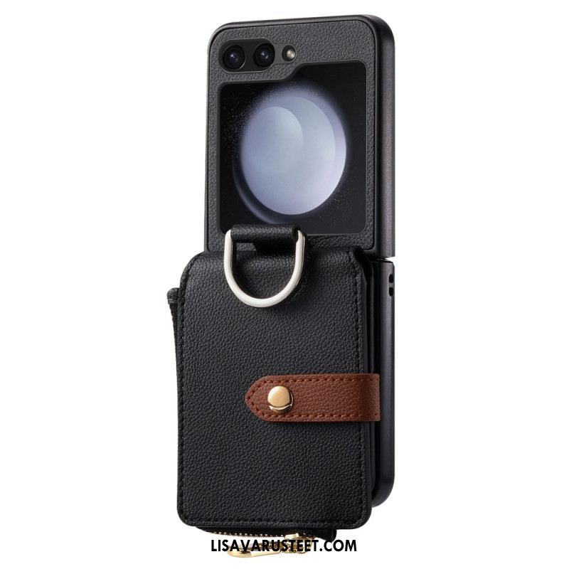 Kuori Samsung Galaxy Z Flip 7 Fe Vetoketjullinen Tasku Ja Sormuspidike Suojakuori