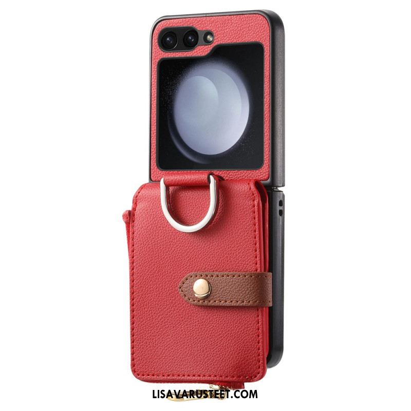 Kuori Samsung Galaxy Z Flip 7 Fe Vetoketjullinen Tasku Ja Sormuspidike Suojakuori