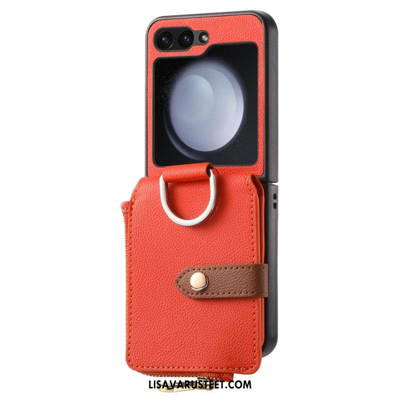 Kuori Samsung Galaxy Z Flip 7 Fe Vetoketjullinen Tasku Ja Sormuspidike Suojakuori