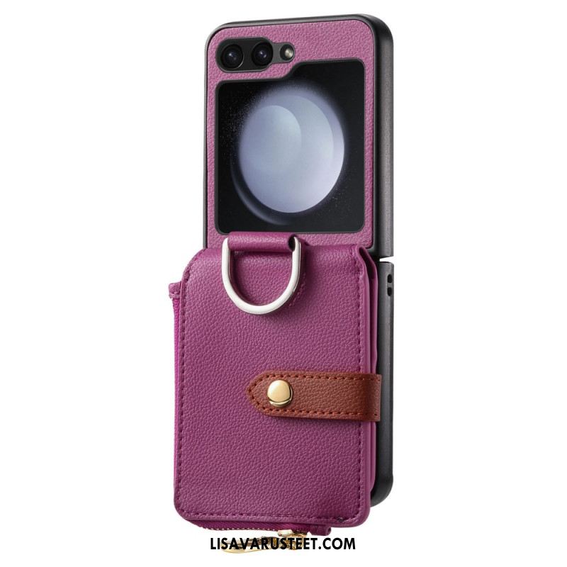 Kuori Samsung Galaxy Z Flip 7 Fe Vetoketjullinen Tasku Ja Sormuspidike Suojakuori