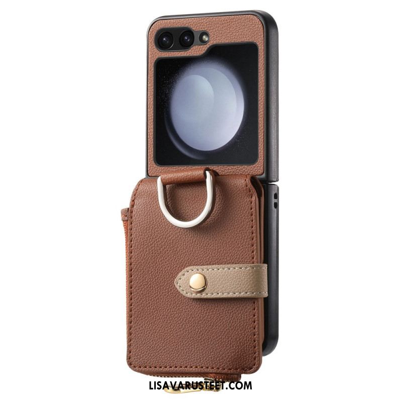 Kuori Samsung Galaxy Z Flip 7 Fe Vetoketjullinen Tasku Ja Sormuspidike Suojakuori