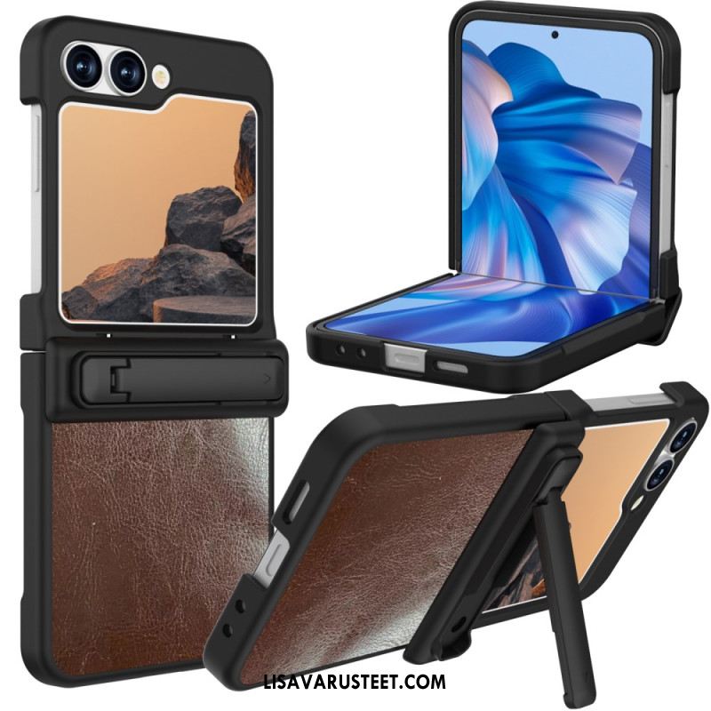 Kuori Samsung Galaxy Z Flip 7 Fe Vintage-nahkajäljitelmäjalusta